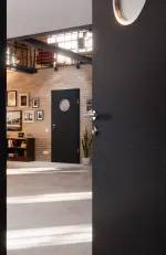 CloseUp-Milieuansicht von Cotton like Anthrazit LA Bullauge Basic Innentür - Huga