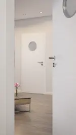 CloseUp-Milieuansicht von Strukturiert Weiß LA Bullauge Basic Innentür - Huga