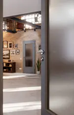 CloseUp-Milieuansicht von Cotton like Hygge Grau LA-DIN Basic Innentür - Huga