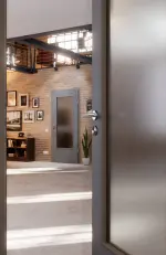 CloseUp-Milieuansicht von Ultramatt Hygge Grau LA-DIN Basic Innentür - Huga