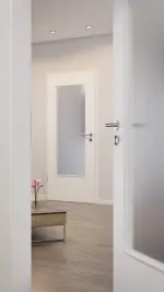 CloseUp-Milieuansicht von Ultramatt Weiß DIN-LA Basic Innentür - Huga