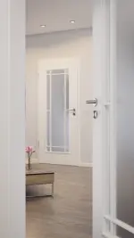 CloseUp-Milieuansicht von Landhaus 1 LA Lugano Classic Durat Verkehrsweiß RAL 9016 Innentür - Huga