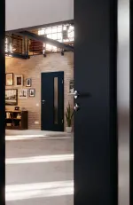 CloseUp-Milieuansicht von Titangrau A 416 Typ LA-1B bandseitig PortaLit Zimmertür - Westag