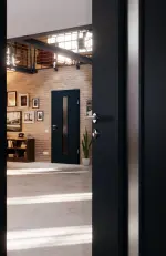 CloseUp-Milieuansicht von Titangrau A 416 LA-1 mittig PortaLit Zimmertür - Westag