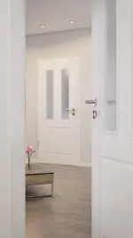 CloseUp-Milieuansicht von HUGA Innentür Kontur 3 Weißlack Classic mit Lichtausschnitt LA