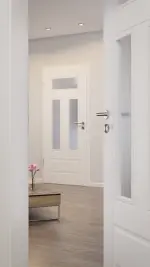 CloseUp-Milieuansicht von HUGA Innentür Kontur 5 Weißlack Classic mit Lichtausschnitt LA 2