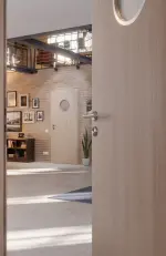 Milieubild-Nahaufnahme von Eiche grau LA Bullauge Basic Durat Innentür - Huga