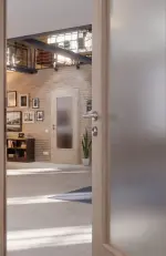 Milieubild-Nahaufnahme von Eiche grau DIN-LA Basic Durat Innentür - Huga