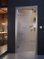 Milieu Detailansicht Stadtloft mit Amara Mattierung Glastür mit Motiv klar - Erkelenz