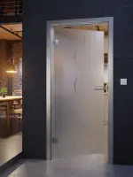 Milieu Detailansicht Stadtloft mit Atessa Mattierung Glastür mit Motiv klar - Erkelenz