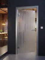 Milieu Detailansicht Stadtloft mit Curves Mattierung Glastür mit Motiv klar - Erkelenz