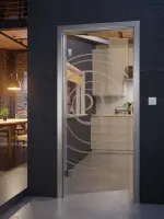 Milieu Detailansicht Stadtloft mit Lira Mattierung Glastür mit Motiv matt - Erkelenz