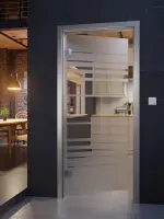 Milieu Detailansicht Stadtloft mit Selina Mattierung Glastür mit Motiv klar - Erkelenz