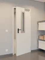 CloseUp-Milieuansicht von Innentür-Set Stahl mit Feuerschutzfunktion T30-1 FSA-62 mit Rechteckverglasung Ausschnitt 1 inkl. Eckzarge - Teckentrup