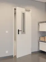 CloseUp-Milieuansicht von Innentür-Set Stahl mit Feuerschutzfunktion T30-1 FSA-62 mit Rechteckverglasung Ausschnitt 1 inkl. Blockzarge - Teckentrup