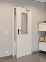 CloseUp-Milieuansicht von Innentür-Set Stahl mit Feuerschutzfunktion T30-1 FSA-62 mit Rechteckverglasung Ausschnitt 2 inkl. Umfassungszarge - Teckentrup