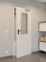 CloseUp-Milieuansicht von Innentür-Set Stahl mit Feuerschutzfunktion T30-1 FSA-62 mit Rechteckverglasung Ausschnitt 2 inkl. Blockzarge - Teckentrup