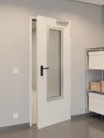 CloseUp-Milieuansicht von Innentür-Set Stahl mit Feuerschutzfunktion T30-1 FSA-62 mit Rechteckverglasung Ausschnitt 3 inkl. Blockzarge - Teckentrup