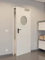 CloseUp-Milieuansicht von Innentür-Set Stahl mit Feuerschutzfunktion T30-1 FSA-62 mit Rundverglasung inkl. Umfassungszarge - Teckentrup