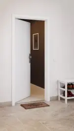 CloseUp-Milieuansicht von CLASSEN Wohnungseingangstür Weiß Struktur CPL 4.1