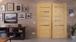 Front-Milieuansicht von CLASSEN Doppelflügeltür Greco M5 Eiche geölt 3D Look mit Lichtausschnitt inkl. Zarge