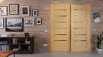 Front-Milieuansicht von CLASSEN Doppelflügeltür Greco M6 Eiche geölt 3D Look mit Lichtausschnitt inkl. Zarge
