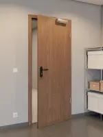 CloseUp-Milieuansicht von WESTAG Rauchschutztür Nussbaum Trentino NU 717 PortaLit CPL