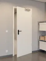 CloseUp-Milieuansicht von JELD-WEN Rauchschutztür Uni Weißlack DuriTop CPL