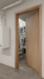 Detailansicht von JELD-WEN Wärmeschutztür Typ42 Raucheiche DuriTop CPL