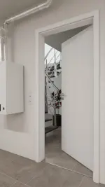 Detailansicht von JELD-WEN Wärmeschutztür Typ42 Samtesche Weiß DuriTop CPL