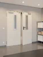 CloseUp-Milieuansicht von TECKENTRUP Innentür-Set 2-flg. Stahl mit Feuerschutzfunktion T30-2 FSA-62 mit Rechteckverglasung Ausschnitt 1 inkl. Eck- und Ergänzungszarge