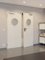 CloseUp-Milieuansicht von TECKENTRUP Innentür-Set 2-flg. Stahl mit Feuerschutzfunktion T30-2 FSA-62 mit Rundverglasung inkl. Eckzarge