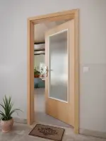 CloseUp-Milieuansicht von WESTAG Wohnungseingangstür Buche Blumig BU 88 GetaLit HPL mit Lichtausschnitt LA-DIN