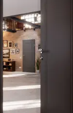 CloseUp-Milieuansicht von Huga Innentür Signum 21 Hygge grau RAL 7037 Lack Concept