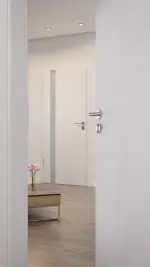 CloseUp-Milieuansicht von Smart 1 bandseitig Basic Durat Eiche Weiß Innentür - Huga