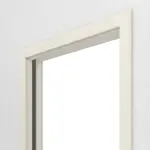 Detailansicht von Schiebetürsystem in der Wand laufend Nordische Fichte astarm gebürstet weiß lackiert Massivholz