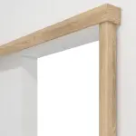 Detailansicht von Schiebetürsystem Eiche Karlstad Dekorfolie vor der Wand laufend ohne Zarge