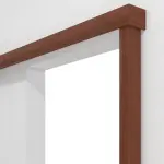 Detailansicht von Schiebetürsystem Walnuss Dekorfolie vor der Wand laufend ohne Zarge