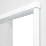 Detailansicht von Schiebetürsystem Weiß Dekorfolie vor der Wand laufend ohne Zarge