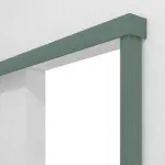 Detailansicht von CLASSEN Schiebetürsystem vor der Wand laufend Uni Green Dekorfolie ohne Zarge