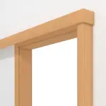 Detailansicht von Schiebetürsystem vor der Wand laufend Basic Dekor Buche mit Zarge - Interio