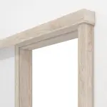 Detailansicht von Schiebetürsystem vor der Wand laufend Basic Dekor Nuss Columbia Hell mit Zarge - Interio