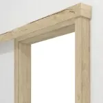 Detailansicht von Schiebetürsystem Eiche Cleveland Dekorfolie vor der Wand laufend mit Zarge