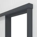 Detailansicht von CLASSEN Schiebetürsystem Graphit CPL vor der Wand laufend mit Zarge