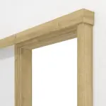 Detailansicht von Schiebetürsystem vor der Wand laufend Basic Dekor Riviera Eiche mit Zarge - Interio