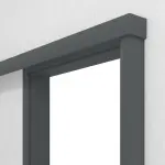 Detailansicht von CLASSEN Schiebetürsystem vor der Wand laufend Uni Graphit Dekorfolie mit Zarge