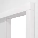 Detailansicht von JELD-WEN Schiebetürsystem vor der Wand laufend Grauweiß Optima DuriTop CPL mit Zarge