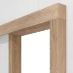 Detailansicht von JELD-WEN Schiebetürsystem vor der Wand laufend Classic Raucheiche DuriTop mit Zarge