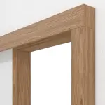 Detailansicht von JELD-WEN Schiebetürsystem vor der Wand laufend Classic Eiche Echtholzfurniert mit Zarge