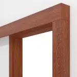 Detailansicht von JELD-WEN Schiebetürsystem vor der Wand laufend Classic Mahagoni Echtholzfurniert mit Zarge